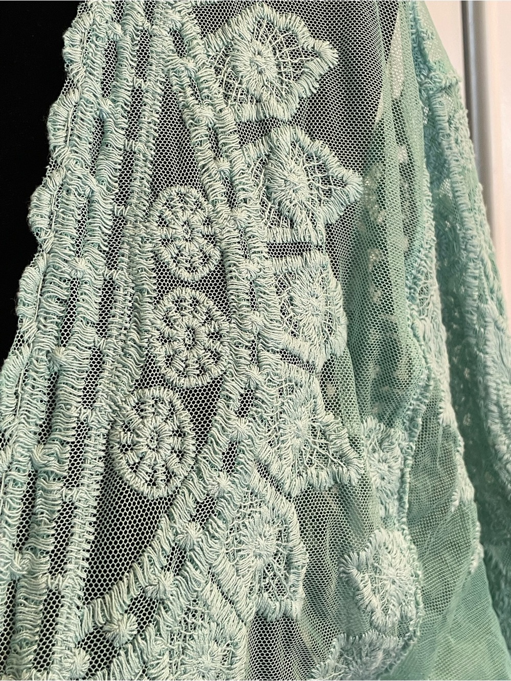 Rachel Zoe Aqua Embroidery Lace Kimono Cover-up - Picture 3 of 6
